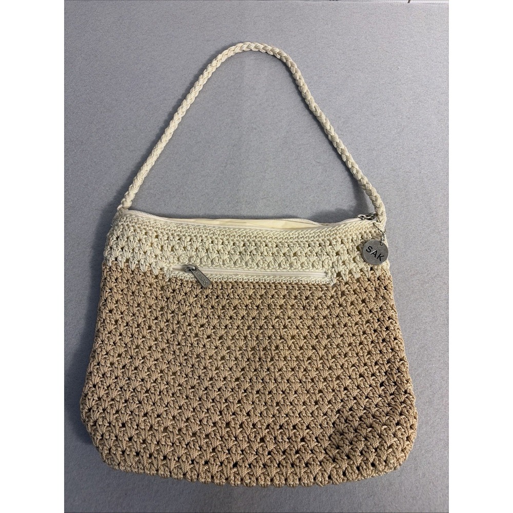 The SAK Crochet  Handbag Tan And Cream, Shoulder Strap Summer Boho